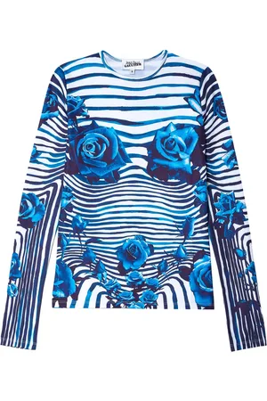 Jean Paul Gaultier Playera con estampado floral y rayas