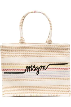 Msgm Tote con motivo de rayas y logo bordado