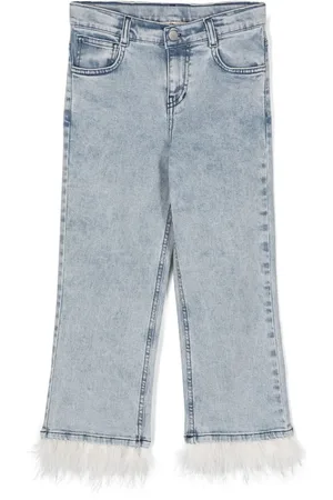Le pandorine Jeans con detalles de plumas
