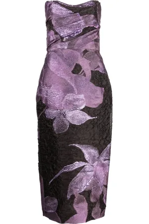 Amsale Vestido midi con estampado floral