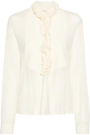 Serafini Blusa semitransparente con detalle de volantes