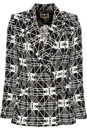 Elisabetta Franchi Blazer de tweed con logo estampado