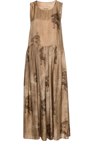 UMA WANG Vestido midi con estampado renacentista
