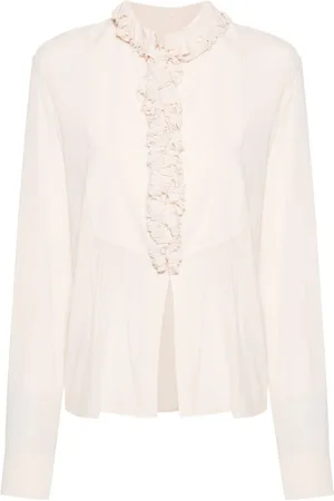 Serafini Blusa semitransparente con detalle de volantes