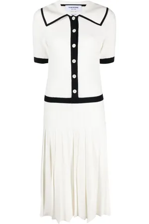 Thom Browne Vestido midi con diseño plisado