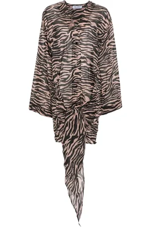 The Attico Vestido estilo playera con estampado de cebra