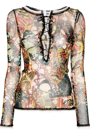 Jean Paul Gaultier Top de malla con motivo Papillon