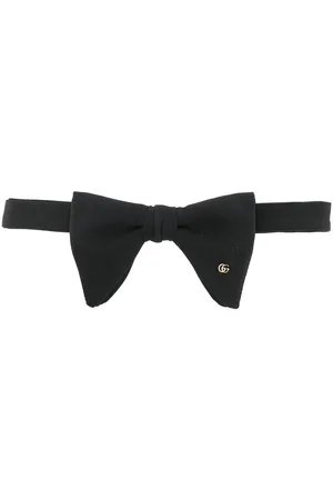 Gucci Corbata de moño de seda con placa del logo