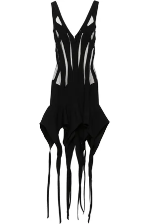 MUGLER Vestido corto con diseño semitraslúcido
