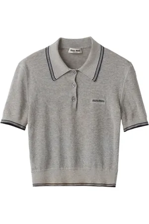 Miu Miu Playera tipo polo corta con logo en jacquard