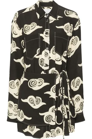 Nanushka Vestido corto con nubes estampadas