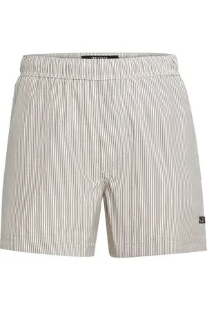 Ermenegildo Zegna Shorts de playa a rayas con logo bordado