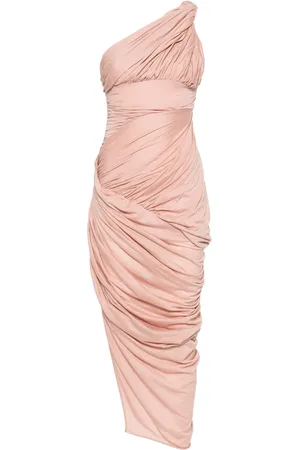 Rick Owens Vestido midi drapeado con hombro descubierto