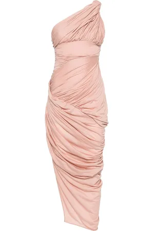 Rick Owens Vestido midi drapeado con hombro descubierto