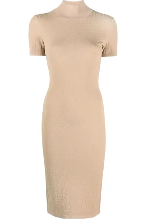 Fendi Vestido midi con motivo FF en jacquard