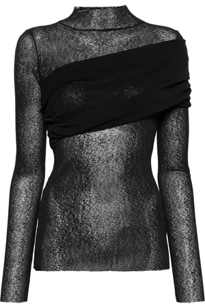 Atu Body Couture Top semitraslúcido con detalle de pliegue de x Rue Ra