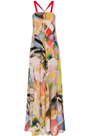 Paul Smith Vestido de seda con estampado Floral Collage