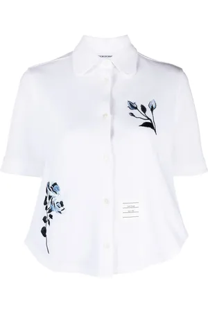 Thom Browne Camisa de piqué con bordado floral