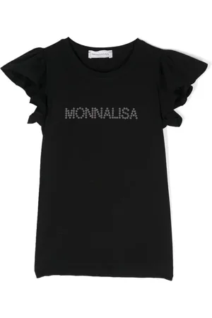 MONNALISA Playera con logo bordado con mostacillas