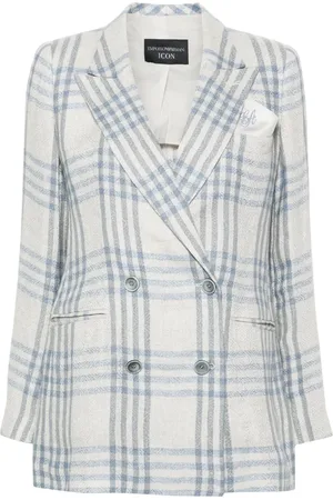 Emporio Armani Blazer con doble botonadura y motivo de cuadros