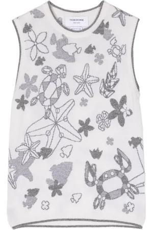 Thom Browne Chaleco de cachemira tejido en intarsia