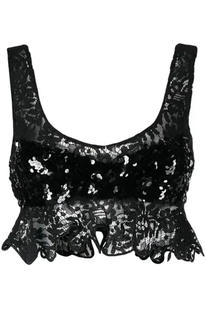 Cynthia Rowley Camiseta de encaje floral con lentejuelas