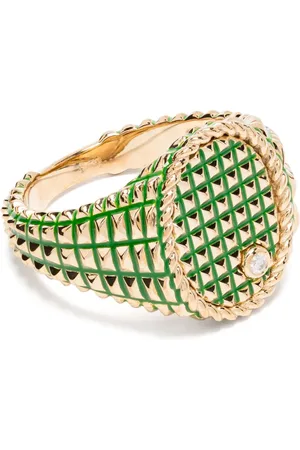 YVONNE LÉON Anillo de sello en oro amarillo de 9kt con diamantes