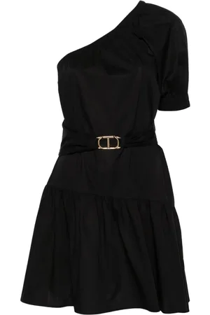 Twin-Set Vestido corto de popelina con un hombro descubierto