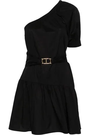 Twin-Set Vestido corto de popelina con un hombro descubierto