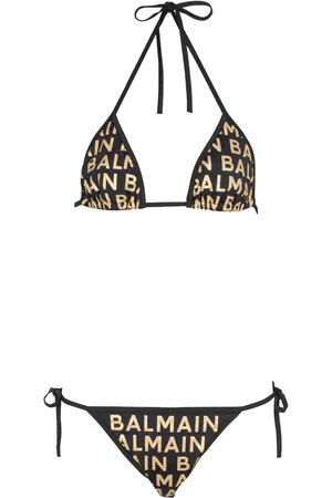 Balmain Bikini estilo triángulo con logo estampado