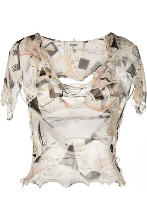 Fendi Blusa de seda con estampado abstracto
