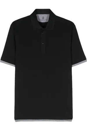 Brunello Cucinelli Playera tipo polo con efecto a capas