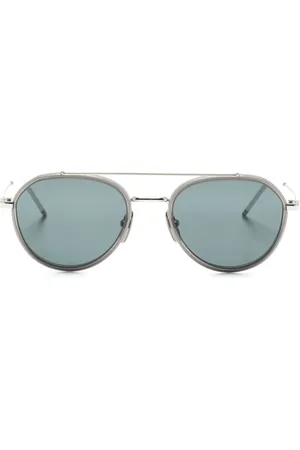 Thom Browne Lentes de sol con armazón estilo piloto y logo grabado