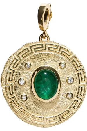 Azlee Dije Greek grande en oro amarillo de 18kt con esmeralda y diamante