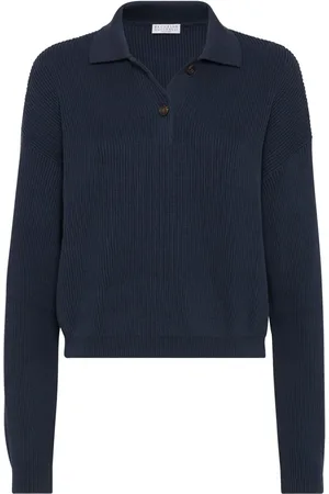 Brunello Cucinelli Playera tipo polo tejida de canalé