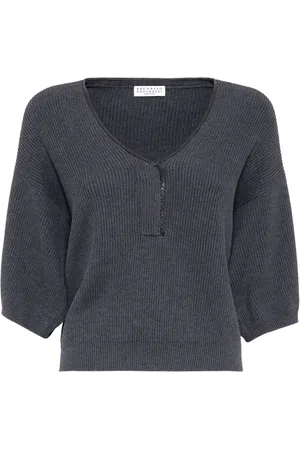 Brunello Cucinelli Top tejido de canalé con detalles