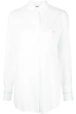 Fendi Camisa con logo bordado y rayas estampadas