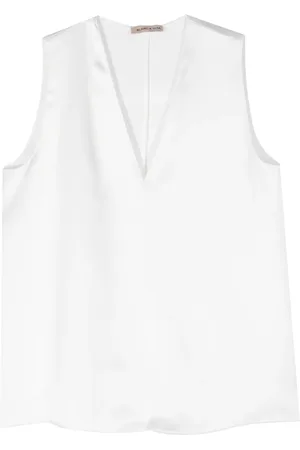 BLANCA Top satinado con cuello en V