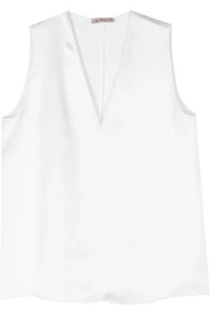 BLANCA Top satinado con cuello en V