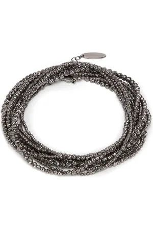 Brunello Cucinelli Pulsera en plata de ley y cuentas