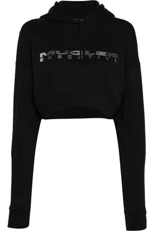MUGLER Hoodie corta con aplique del logo
