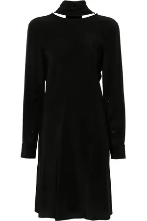 Helmut Lang Vestido corto de seda con cuello en V