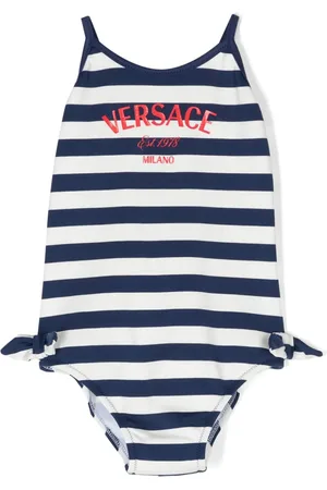 VERSACE Traje de baño con rayas y ribete en contraste
