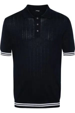 Kiton Suéter estilo playera tipo polo con rayas en los bordes