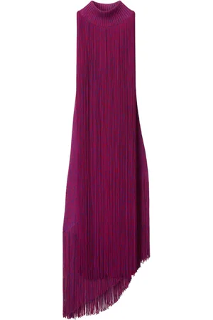 Burberry Vestido midi con diseño asimétrico y flecos