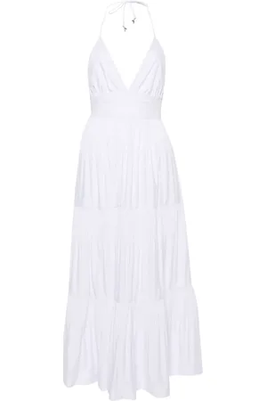 Patrizia Pepe Vestido largo de popelina con diseño plisado