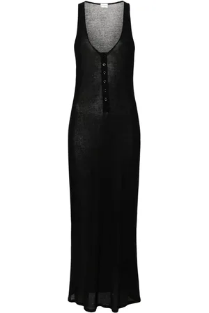 Saint Laurent Vestido largo de tejido fino canalé