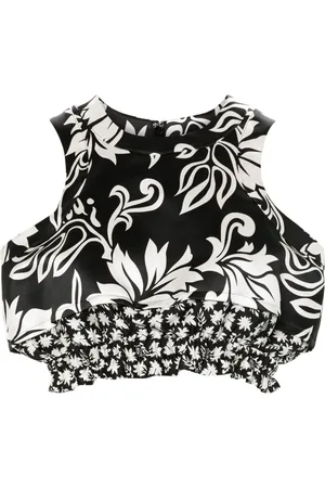 SACAI Top corto con estampado floral