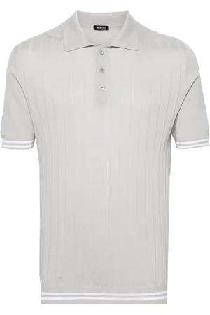Kiton Suéter estilo playera tipo polo con rayas en los bordes