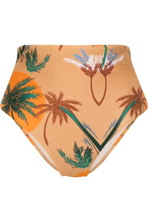 RAQUEL DINIZ Bikini bottom con palmeras estampadas